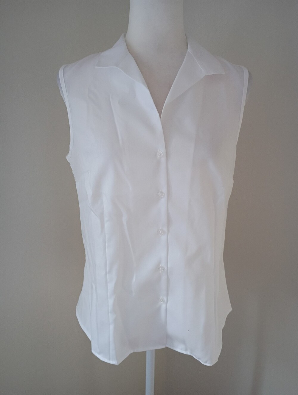 Jones New York White Cotton Non-Iron Sleeveless Blouse NWT size Small
